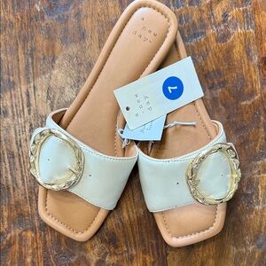 A New Day Women's Cream Sandals with Gold Accent
